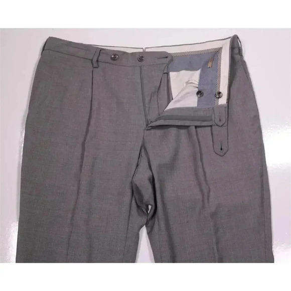 R. Caruso Current Light Gray Pleated Stretch Wool Dress Pants 36x30 - Picture 5 of 8